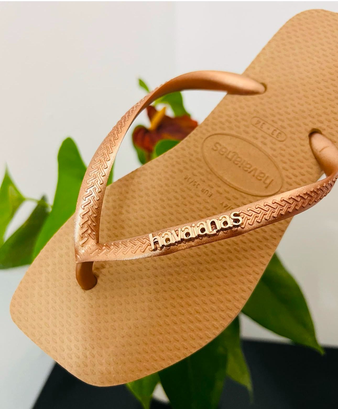 Havaianas Slim Square Logo Metallic Rose Gold