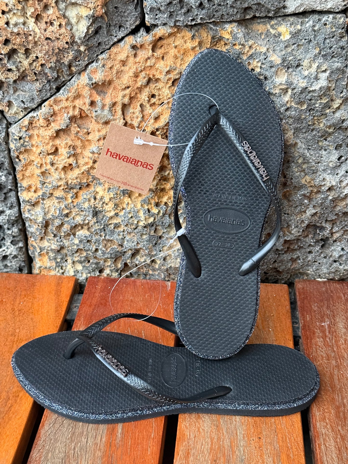 Havaianas Slim Point Glitter Black