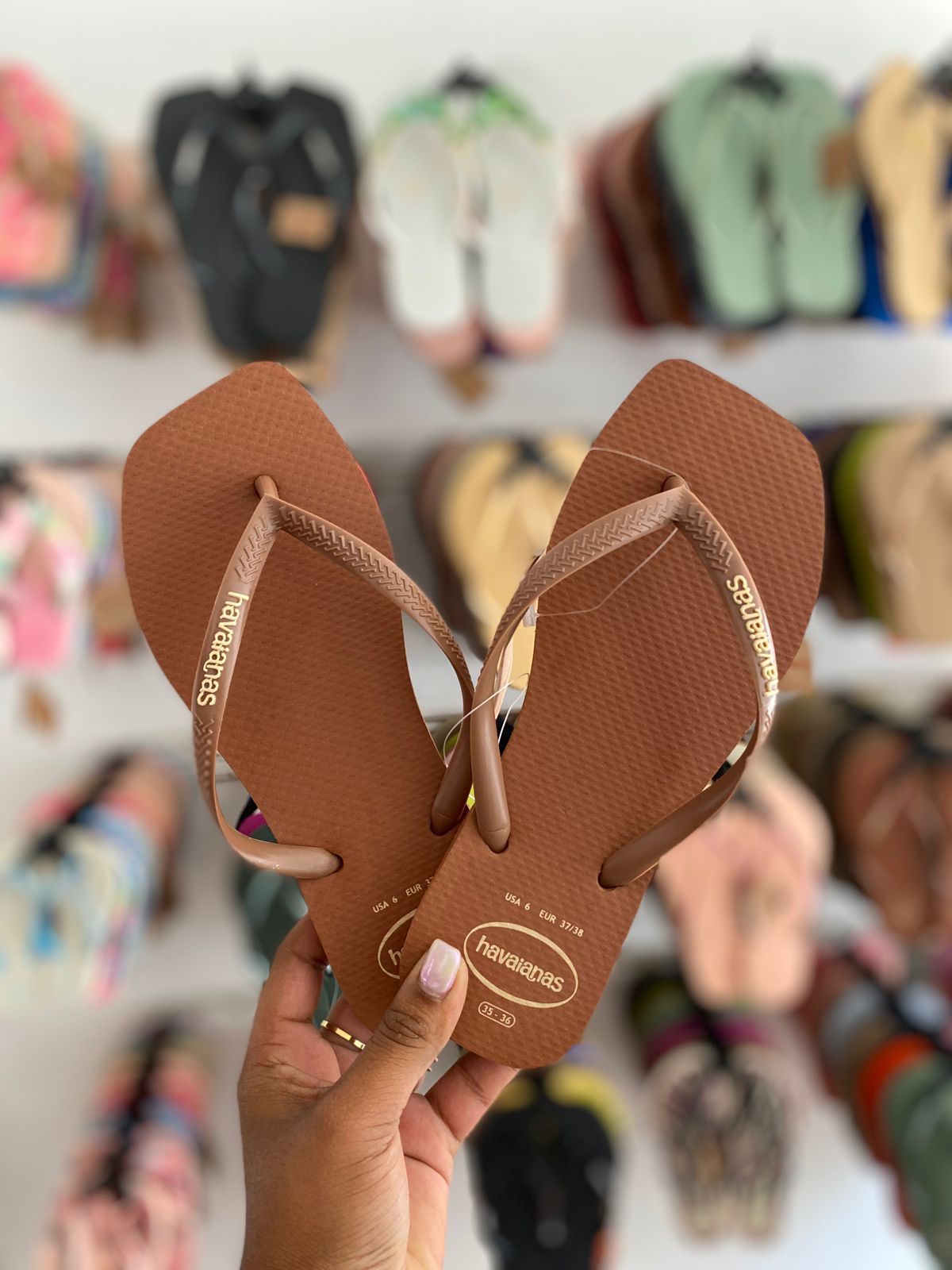 Havaianas Slim Square Logo Pop Up Rust