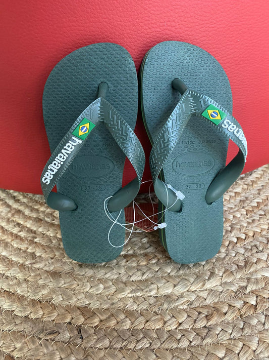 Havaianas Kids Brasil Logo Green Olive